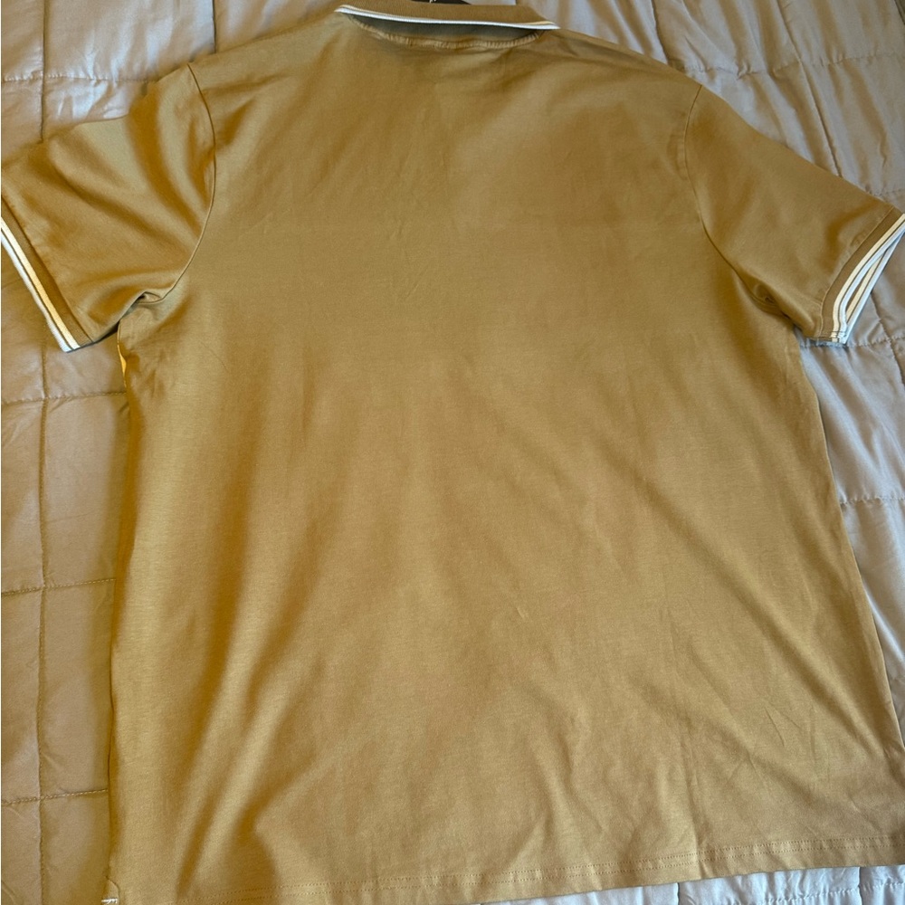 Ben Sherman Tan and White Striped Polo Shirt.  SZ  XL - Picture 7 of 8